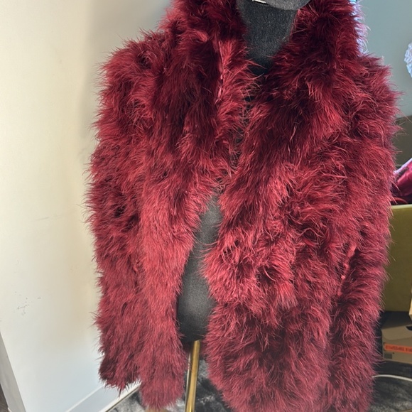 Haute Hippie Collared Burgundy Faux Fur Jacket Size M - Picture 7 of 9